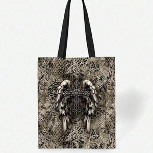 Angel Wing Cross Print Shopping Tote NWT